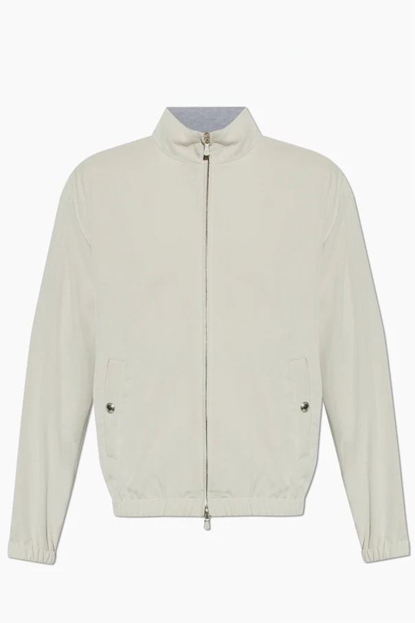 GREY Silk jacket with stand-up collar