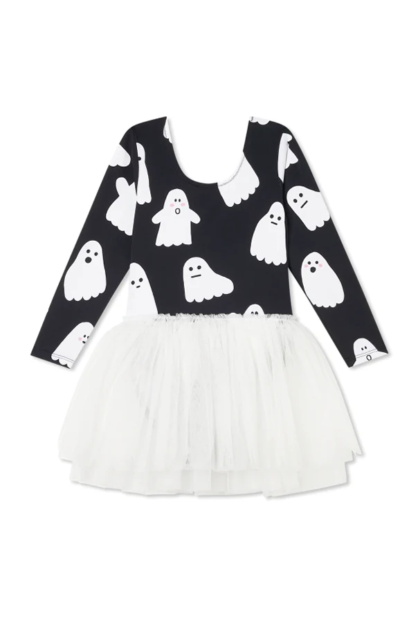 WHITE Tulle dress with print