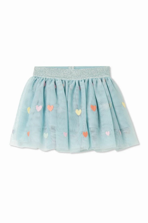 BLUE Tulle skirt with heart motif