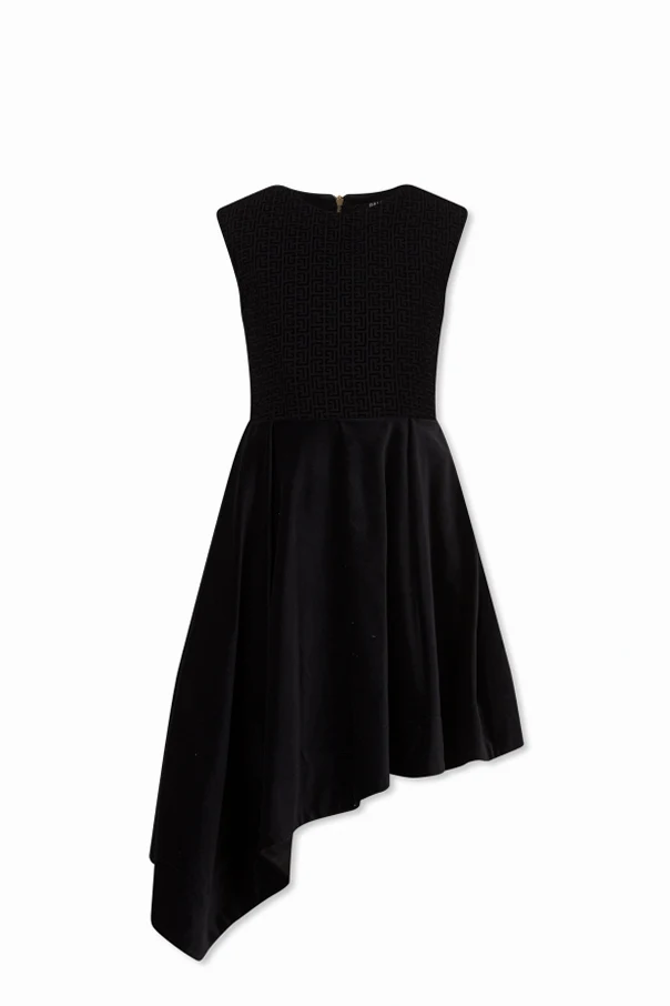 SCHWARZ Asymmetrisch geschnittenes Samtkleid