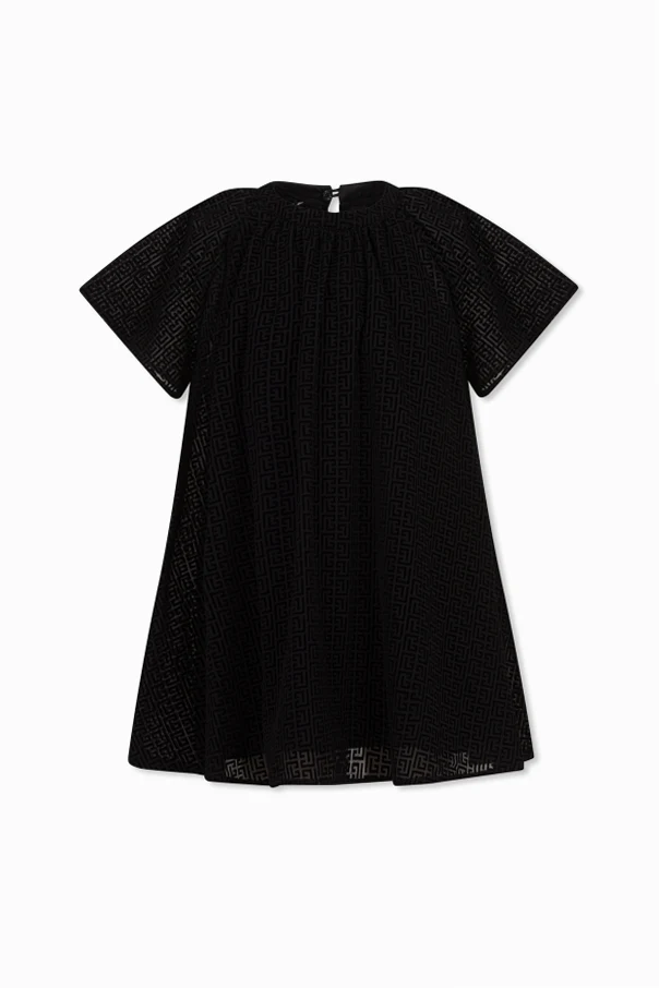 SCHWARZ Kleid mit Monogramm und samtigem Finish