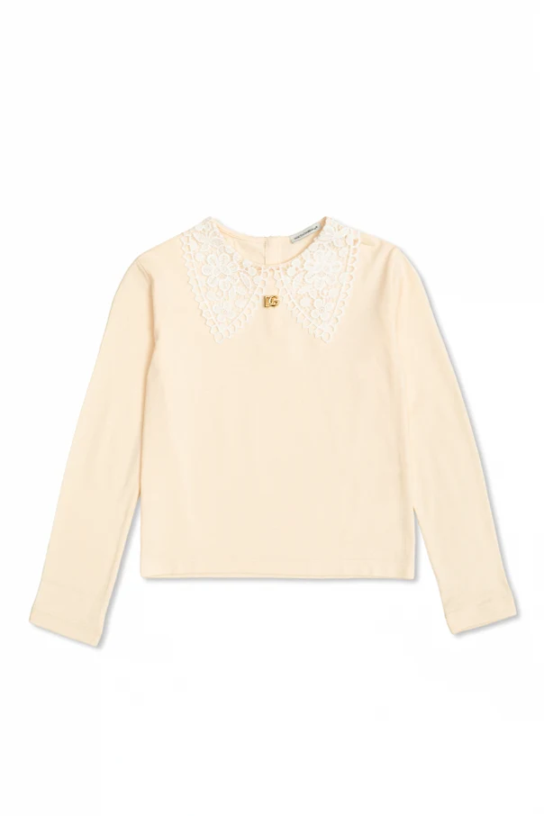 cream Top with lace collar
