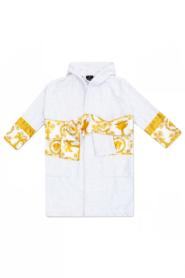 BIAŁY  Wzorzysty dziecięcy szlafrok