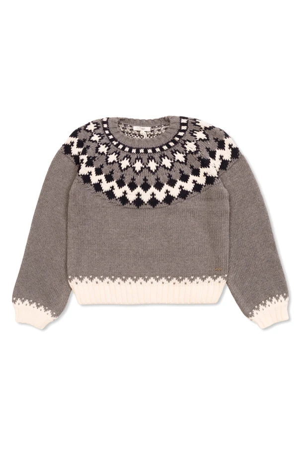 GRAU Gemusterter Pullover