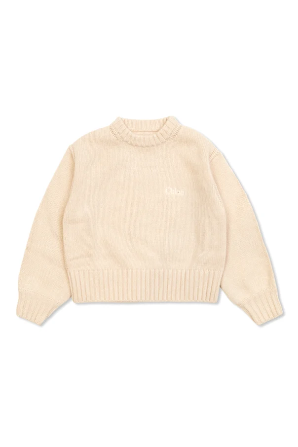 beige Sweater with embroidered logo