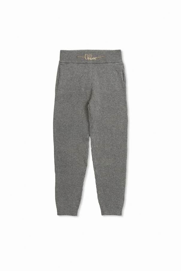 GREY Pants with logo-shaped applique