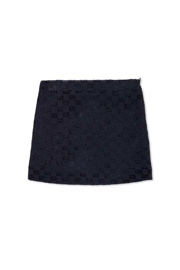 NAVY BLUE Skirt with velvet "GG" pattern