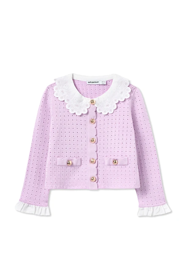 FIOLETOWY Ażurowy kardigan