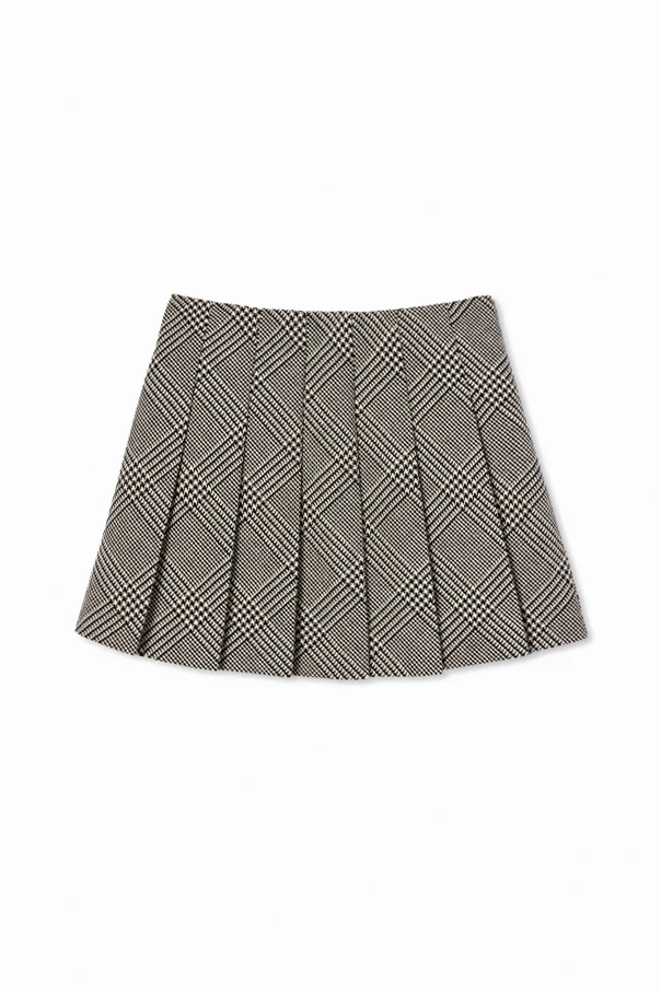 CZARNY Plisowana spódnica w pepitkę