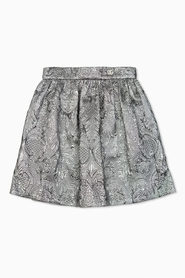 SREBRNY Spódnica z lureksową  nicią