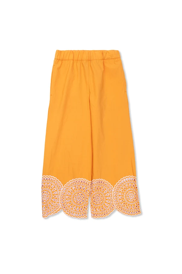 ORANGE Pants with openwork trim