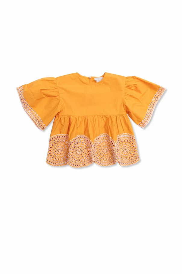 ORANGE Top with openwork trim
