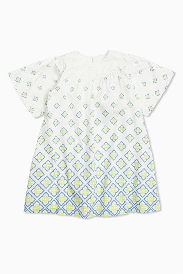 WHITE Cotton dress with monogram