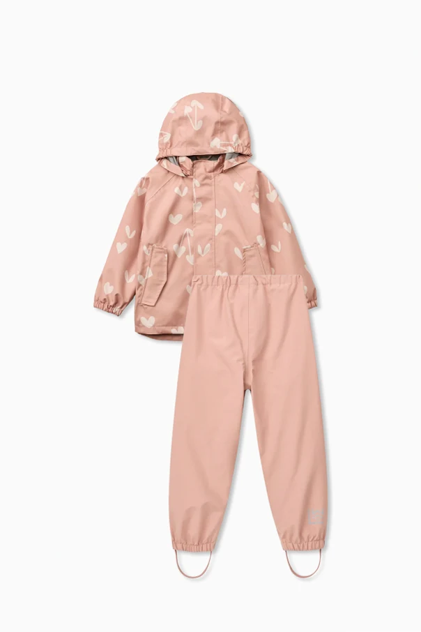 RÓŻOWY Komplet przeciwdeszczowy `Pedia` : kurtka i spodnie