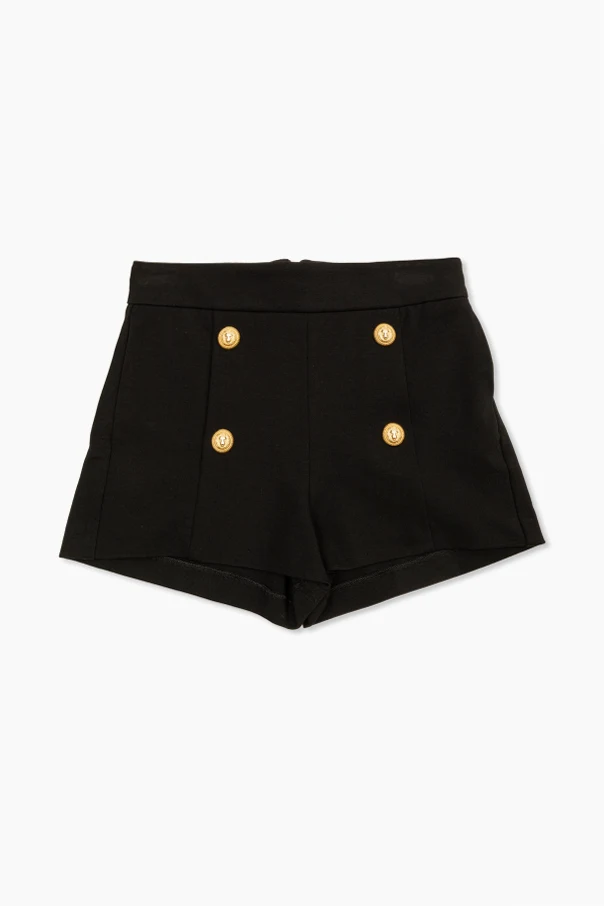 SCHWARZ Shorts mit dekorativen Knöpfen