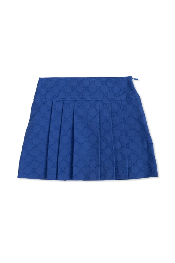 NAVY BLUE Pleated skirt with monogram