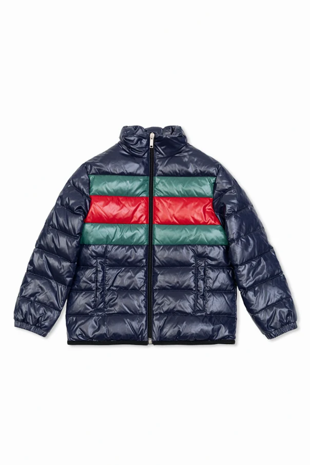 NAVY BLUE Down jacket with stand-up collar