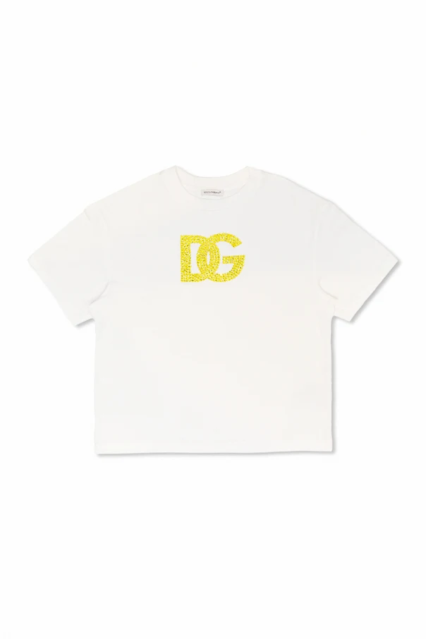 BIAŁY  T-shirt z cekinowym logo