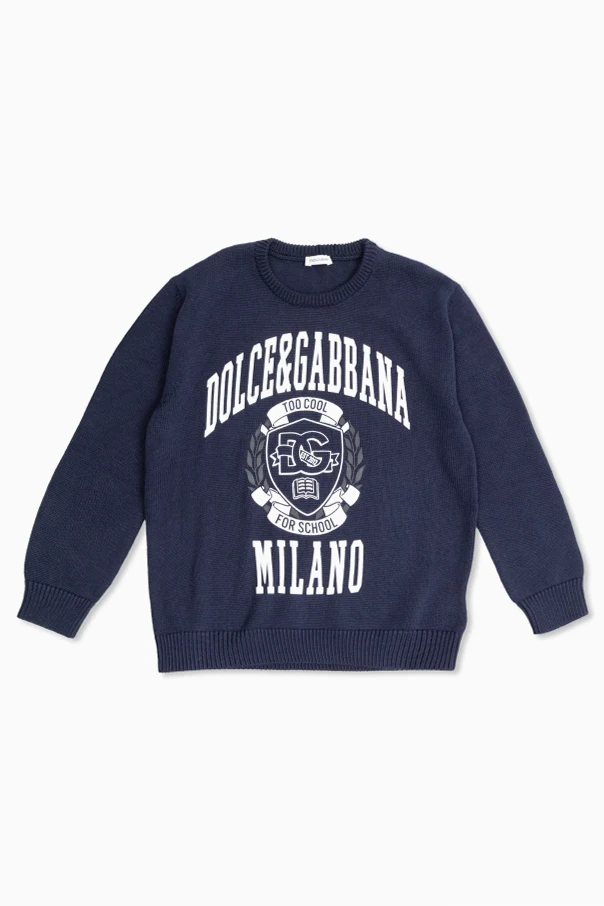 NAVY BLUE Sweater with printed logo
