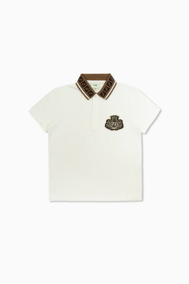 WEISS Baumwollpolo mit Logo-Patch