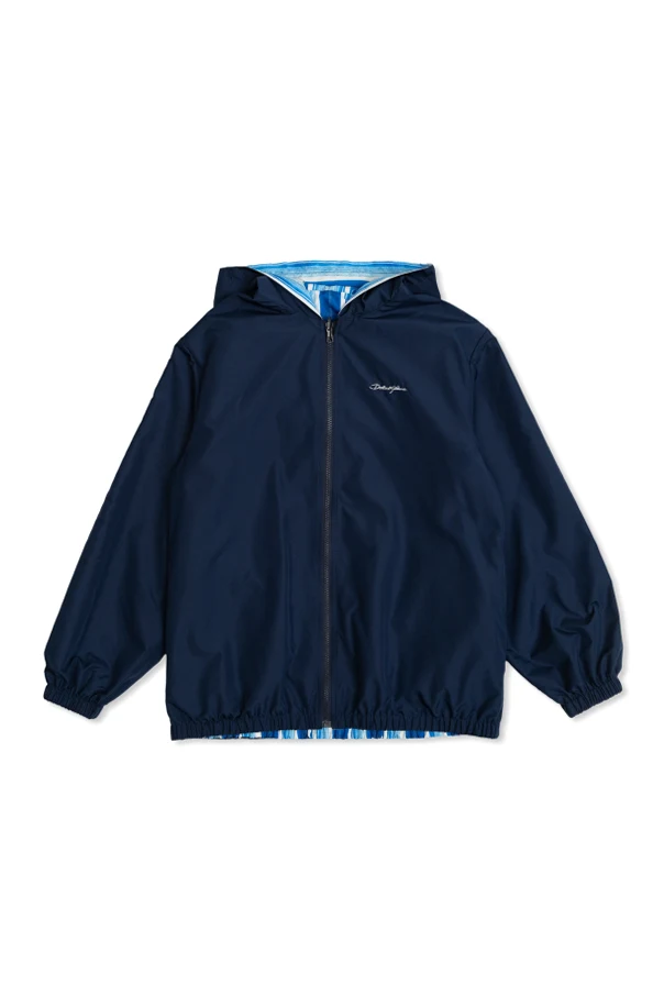 NAVY BLUE Reversible hooded jacket