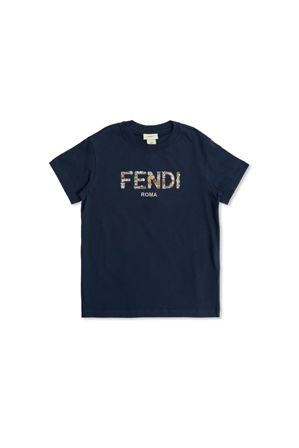 MARINEBLAU T-Shirt mit bunt bedrucktem Logo