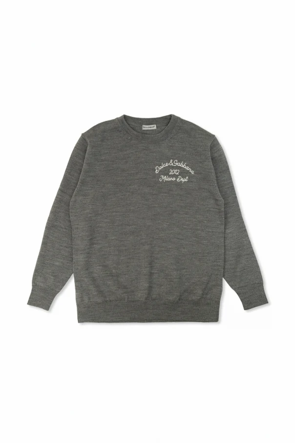GREY Wool sweater with embroidered logo