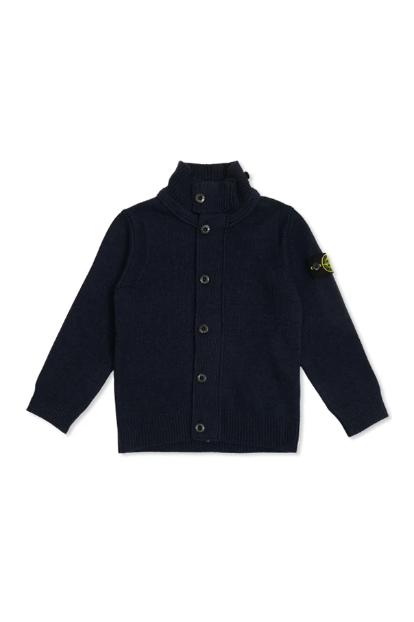 NAVY BLUE Cardigan with logo patch