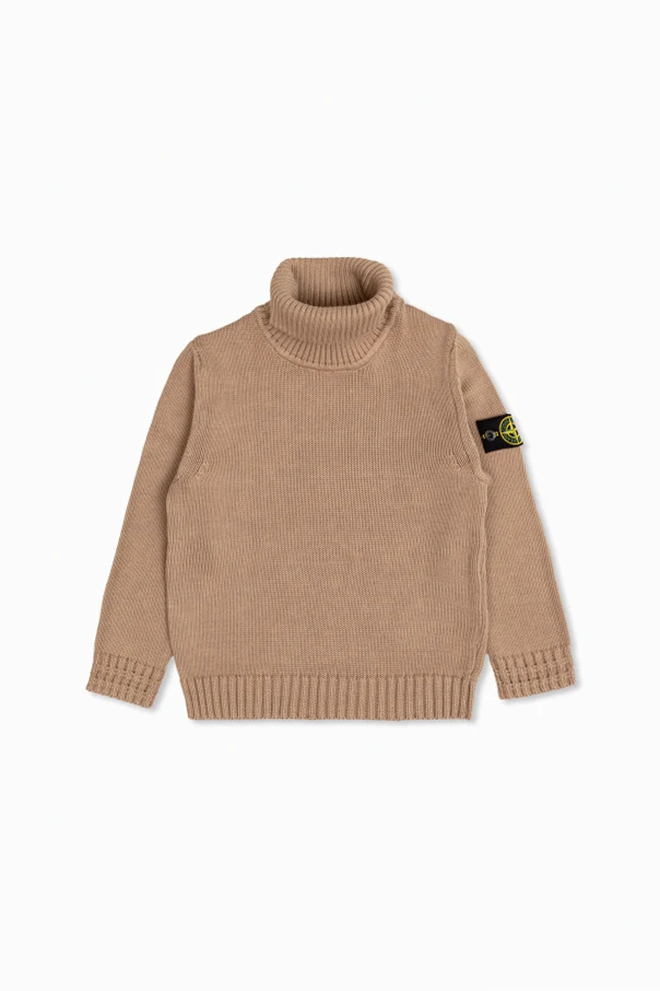 beige Turtleneck with logo patch