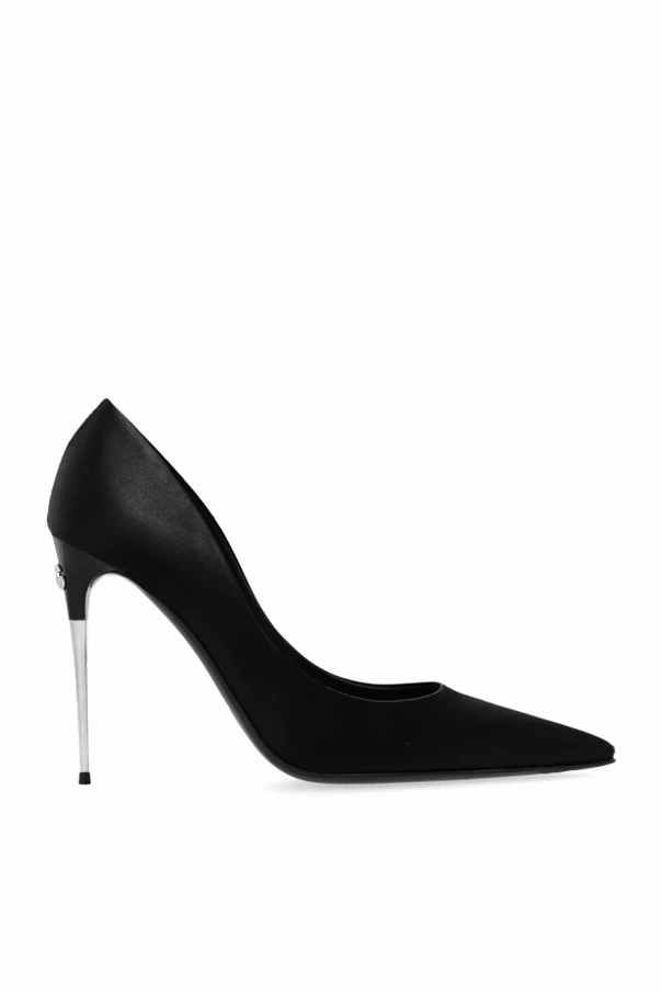 BLACK Stiletto pumps on decorative heel