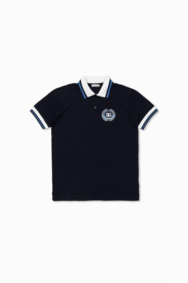 NAVY BLUE Cotton polo with embroidered logo