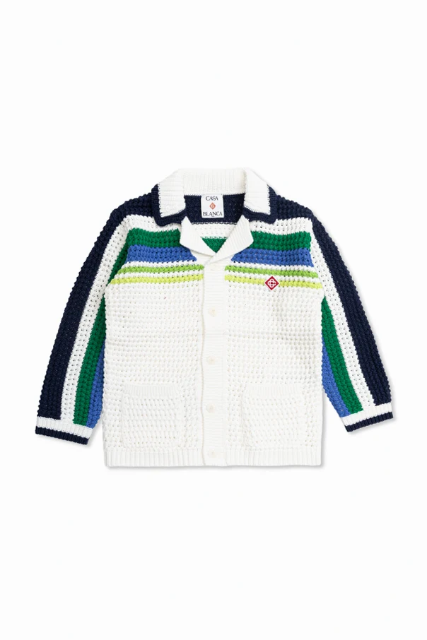 WHITE Cardigan with logo patch