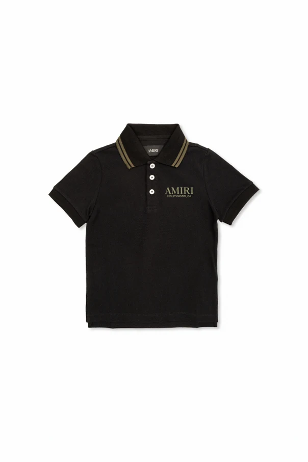 SCHWARZ Polo mit aufgedrucktem Logo