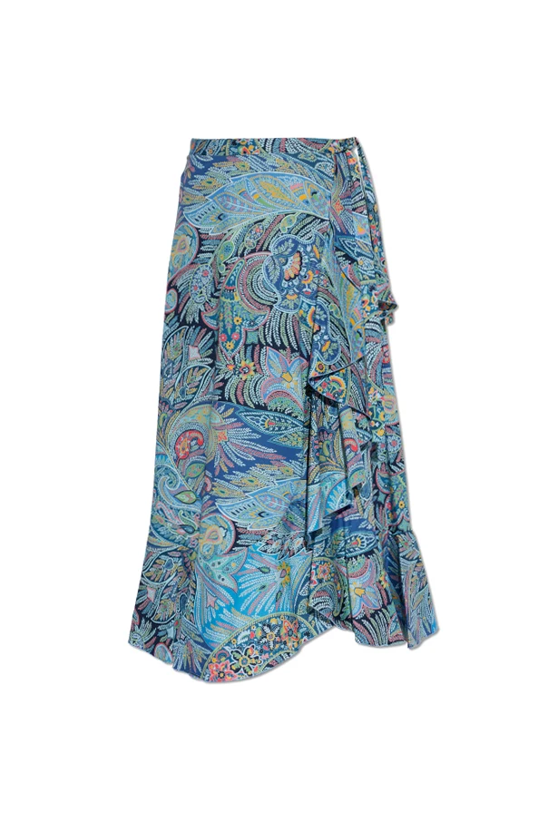 BLUE Patterned skirt with a wrap tie