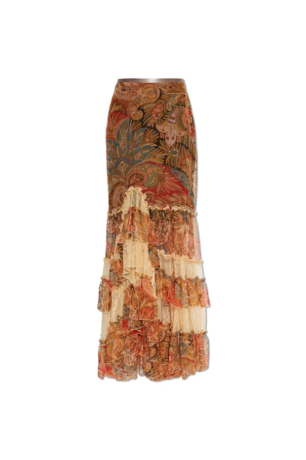 MULTICOLOUR Silk skirt with ruffles