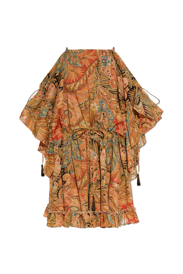 MULTICOLOUR Patterned off-shoulder dress