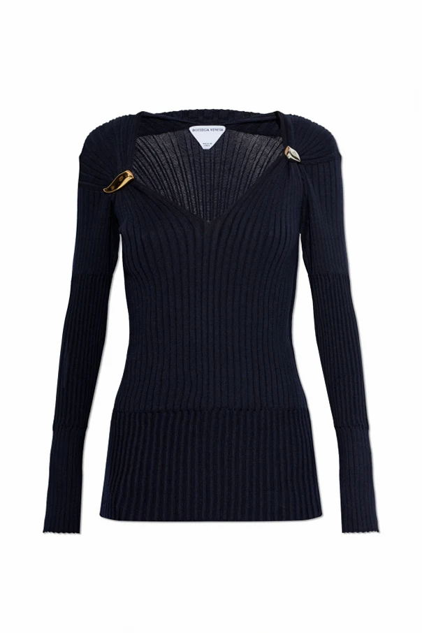 NAVY BLUE Ribbed cashmere sweater