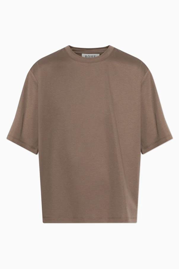 BRĄZOWY T-shirt z okrągłym dekoltem