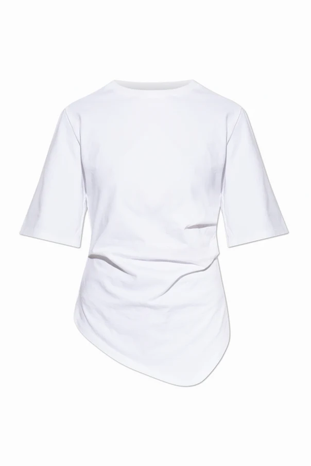 WHITE T-shirt with decorative draping