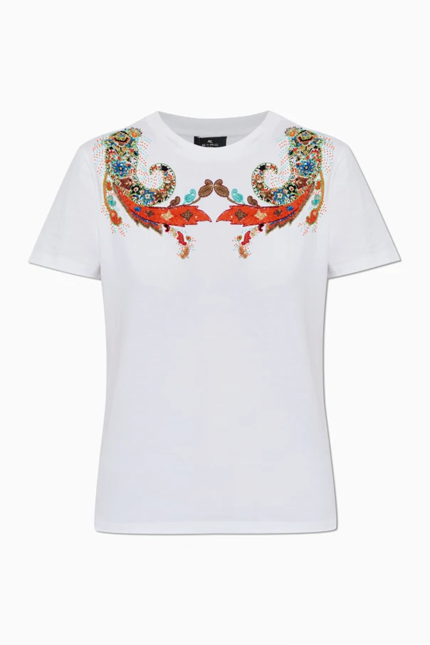 WHITE T-shirt with appliqués