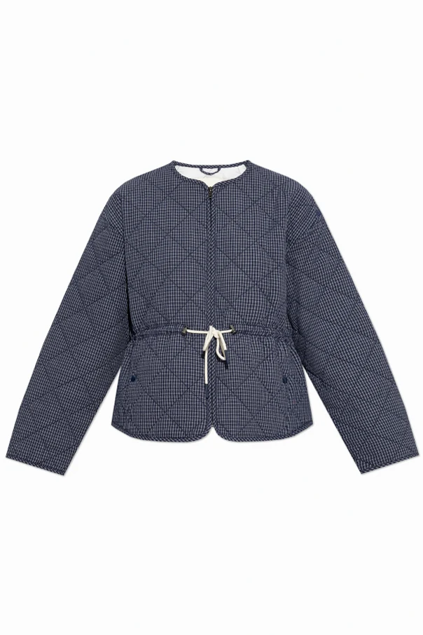 NAVY BLUE Quilted jacket with plaid pattern