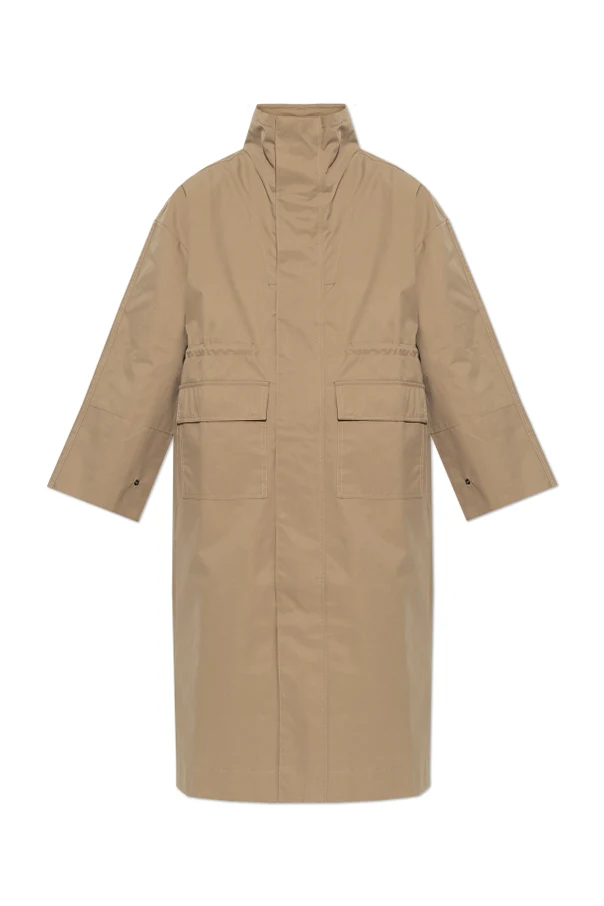 beige Coat with stand-up collar