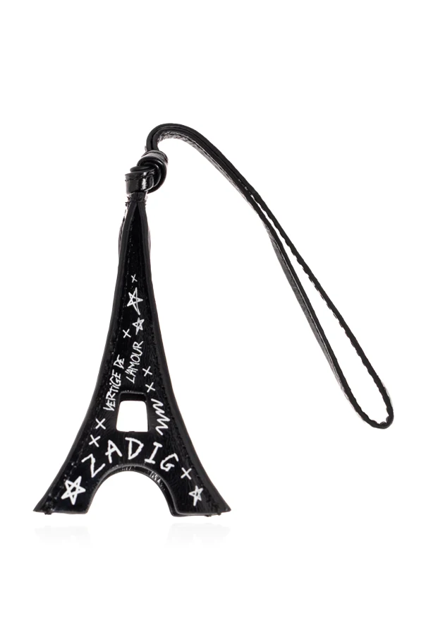 CZARNY Skórzany brelok