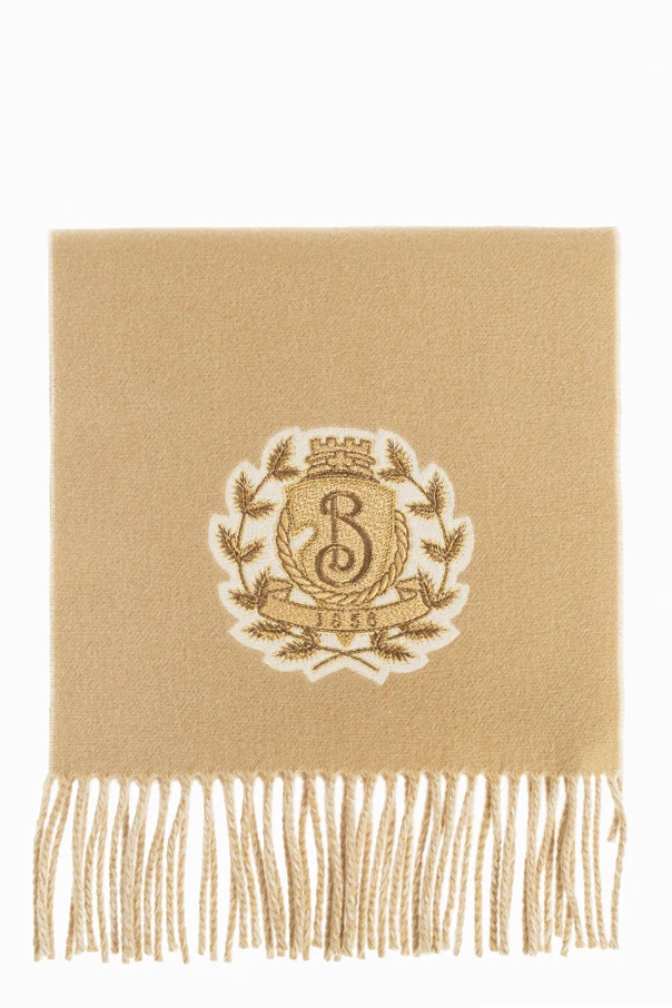 BEIGE Schal mit gesticktem Logo