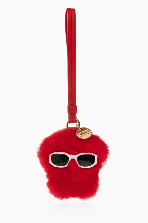 CZERWONY Futrzany brelok do kluczy