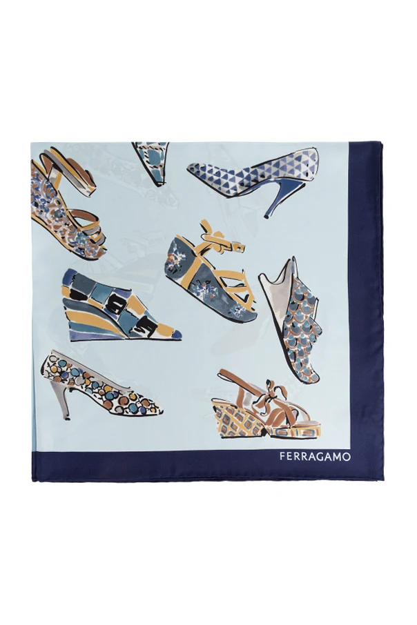 light blue Silk scarf with print
