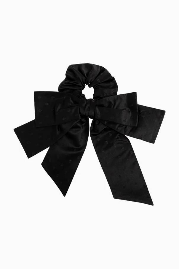 SCHWARZ Seidenscrunchie mit charakteristischem Totenkopf-Motiv
