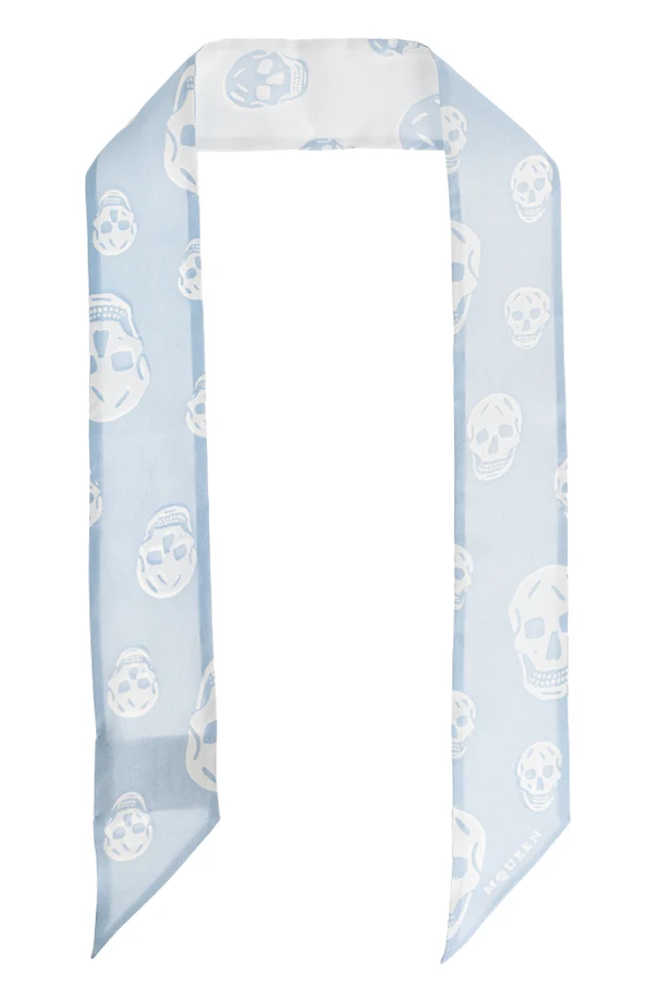 light blue Silk scarf with characteristic skull motif