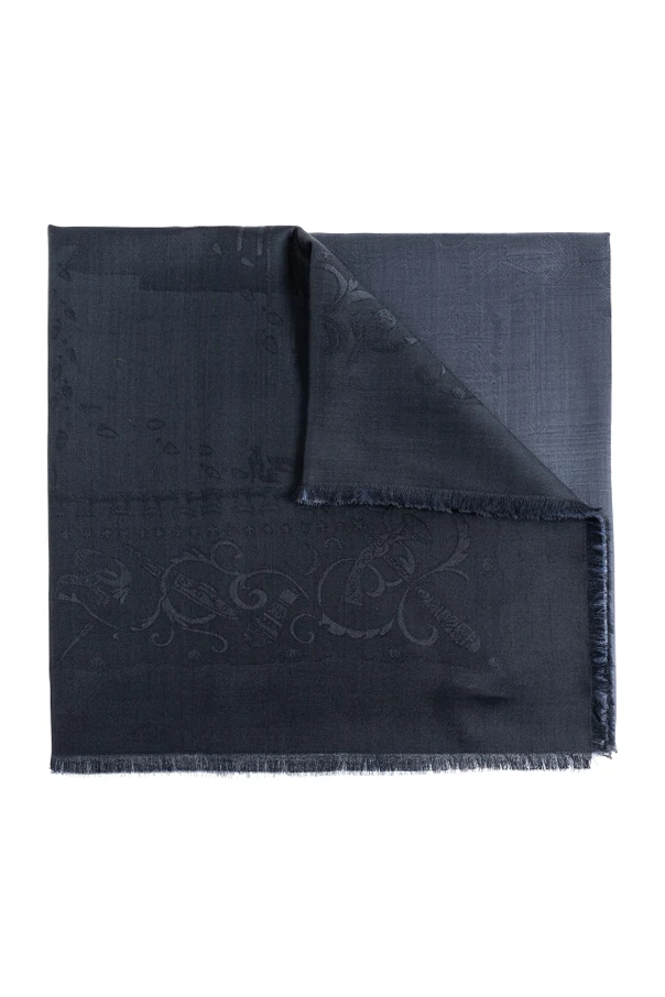 NAVY BLUE Silk scarf with decorative pattern