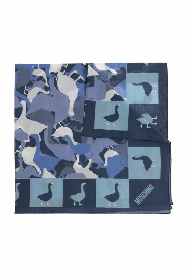 BLUE Cotton scarf with print